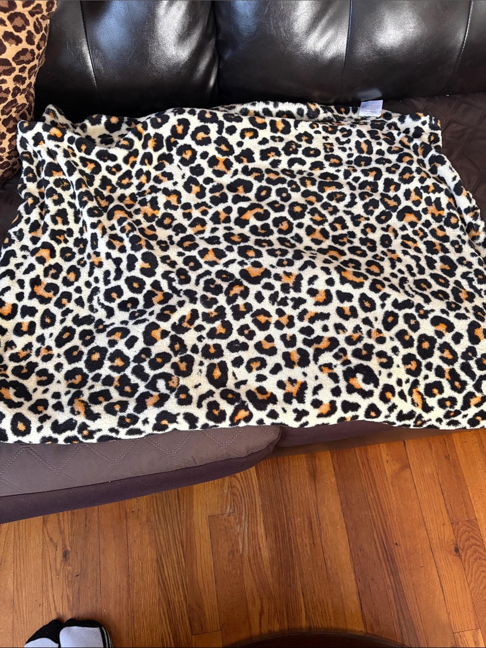 Leopard Print Fleece Skirt - Cream, Black & Brown